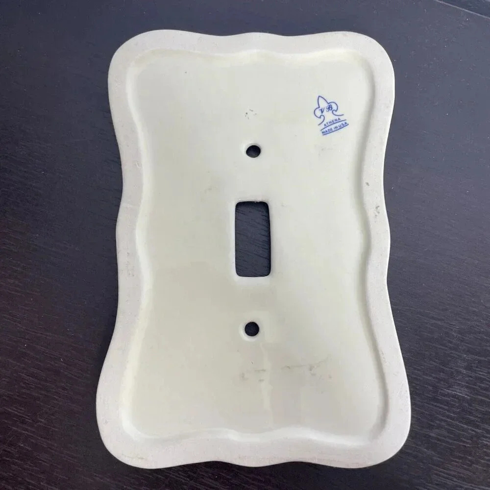 Lot VB Athena Vintage Porcelain Double Light Switch Cover Plate, Outlet, Single - Picture 7 of 7